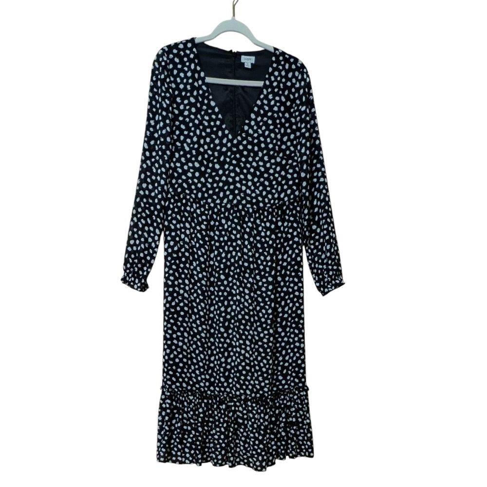 J. Crew Factory Crinkle V-neck printed midi dress tiered ruffle prairie Small